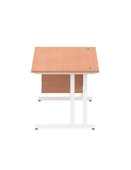 Dynamic Impulse 1400 x 800mm Straight Office Desk Beech Top Cantilever 1 x 2 Drawer Fixed Pedestal MI001693