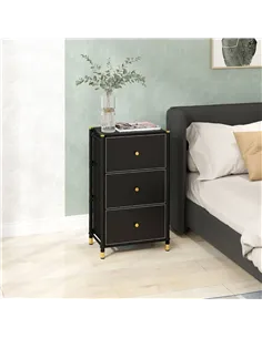 HOMCOM Faux Leather Front Chest of Three Drawers - Black 2