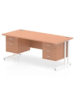 Dynamic Impulse 1800 x 800mm Straight Office Desk Beech Top Cantilever 1 x 2 Drawer 1 x 3 Drawer Fixed Pedestal MI001727