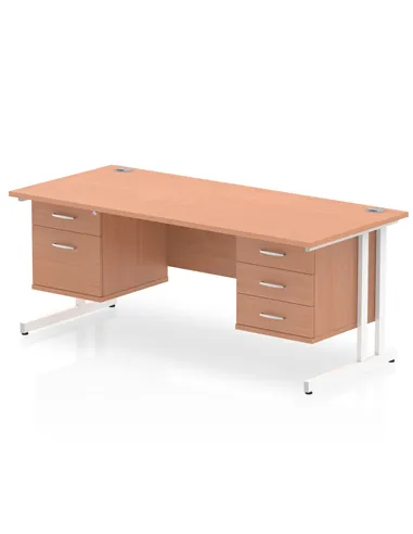 Dynamic Impulse 1800 x 800mm Straight Office Desk Beech Top Cantilever 1 x 2 Drawer 1 x 3 Drawer Fixed Pedestal MI001727