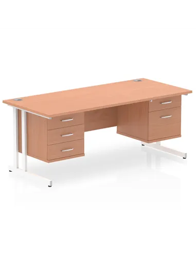 Dynamic Impulse 1800 x 800mm Straight Office Desk Beech Top Cantilever 1 x 2 Drawer 1 x 3 Drawer Fixed Pedestal MI001727