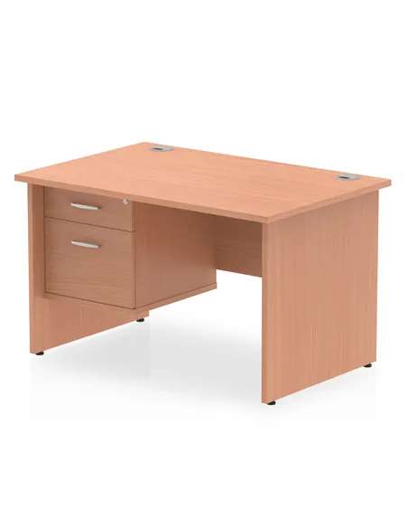 Dynamic Impulse 1200 x 800mm Straight Office Desk Beech Top Panel End 1 x 2 Drawer Fixed Pedestal MI001733
