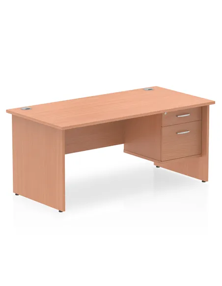 Dynamic Impulse 1600 x 800mm Straight Office Desk Beech Top Panel End 1 x 2 Drawer Fixed Pedestal MI001735