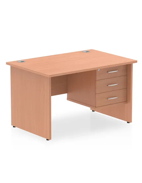 Dynamic Impulse 1200 x 800mm Straight Office Desk Beech Top Panel End 1 x 3 Drawer Fixed Pedestal MI001737