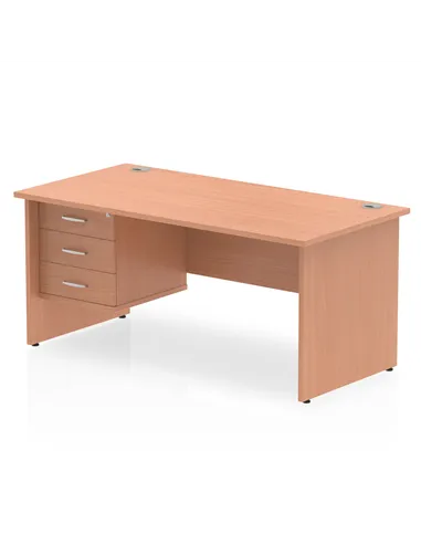 Dynamic Impulse 1600 x 800mm Straight Office Desk Beech Top Panel End 1 x 3 Drawer Fixed Pedestal MI001739