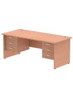 Dynamic Impulse 1800 x 800mm Straight Office Desk Beech Top Panel End 2 x 3 Drawer Fixed Pedestal MI001748