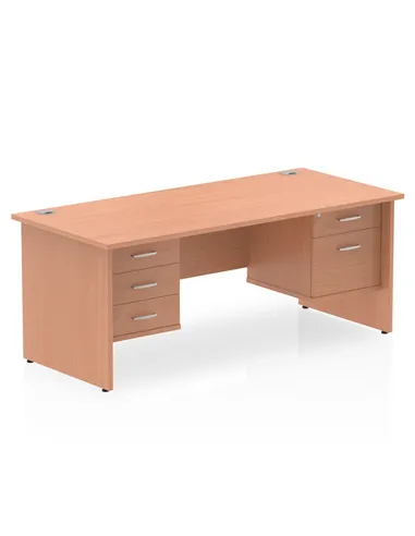 Dynamic Impulse 1600 x 800mm Straight Office Desk Beech Top Panel End 1 x 2 Drawer 1 x 3 Drawer Fixed Pedestal MI001751