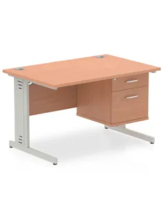 Dynamic Impulse 1200 x 800mm Straight Office Desk Beech Top Cable Managed 1 x 2 Drawer Fixed Pedestal MI001768 2