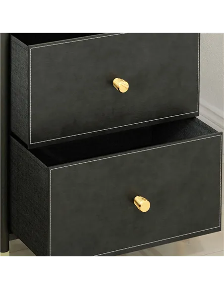 HOMCOM Faux Leather Front Chest of Three Drawers - Black