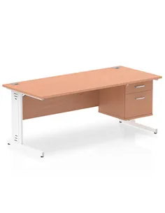 Dynamic Impulse 1800 x 800mm Straight Office Desk Beech Top Cable Managed 1 x 2 Drawer Fixed Pedestal MI001775 2