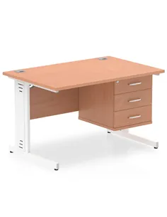 Dynamic Impulse 1200 x 800mm Straight Office Desk Beech Top Cable Managed 1 x 3 Drawer Fixed Pedestal MI001780 2