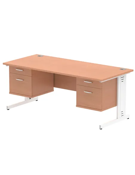 Dynamic Impulse 1800 x 800mm Straight Office Desk Beech Top Cable Managed 2 x 2 Drawer Fixed Pedestal MI001791