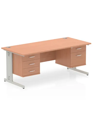 Dynamic Impulse 1800 x 800mm Straight Office Desk Beech Top Cable Managed 1 x 2 Drawer 1 x 3 Drawer Fixed Pedestal MI001803