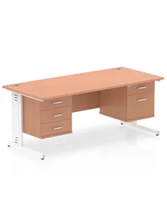 Dynamic Impulse 1800 x 800mm Straight Office Desk Beech Top Cable Managed 1 x 2 Drawer 1 x 3 Drawer Fixed Pedestal MI001807 2