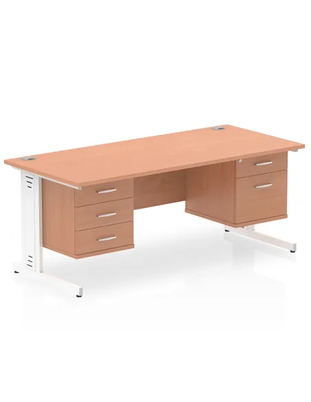 Dynamic Impulse 1800 x 800mm Straight Office Desk Beech Top Cable Managed 1 x 2 Drawer 1 x 3 Drawer Fixed Pedestal MI001807