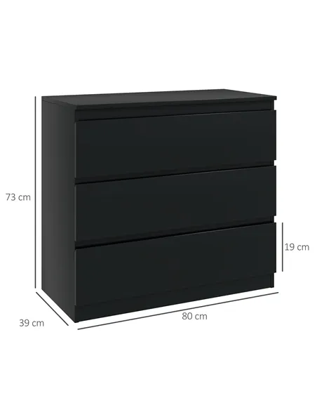HOMCOM Chest of Three Drawers - Black