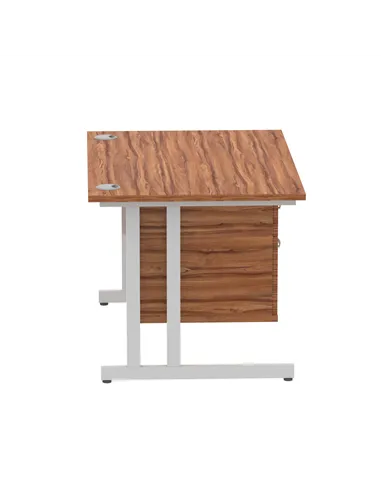 Dynamic Impulse 1200 x 800mm Straight Office Desk Walnut Top Cantilever 1 x 2 Drawer Fixed Pedestal MI001919