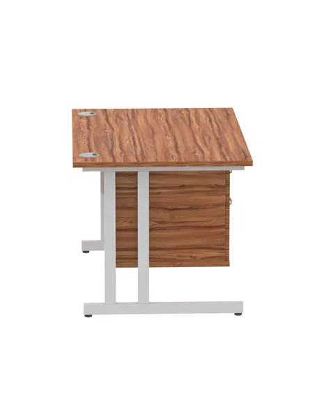 Dynamic Impulse 1200 x 800mm Straight Office Desk Walnut Top Cantilever 1 x 2 Drawer Fixed Pedestal MI001919
