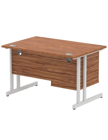 Dynamic Impulse 1200 x 800mm Straight Office Desk Walnut Top Cantilever 1 x 2 Drawer Fixed Pedestal MI001919