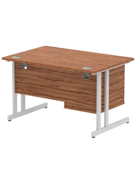 Dynamic Impulse 1200 x 800mm Straight Office Desk Walnut Top Cantilever 1 x 2 Drawer Fixed Pedestal MI001919