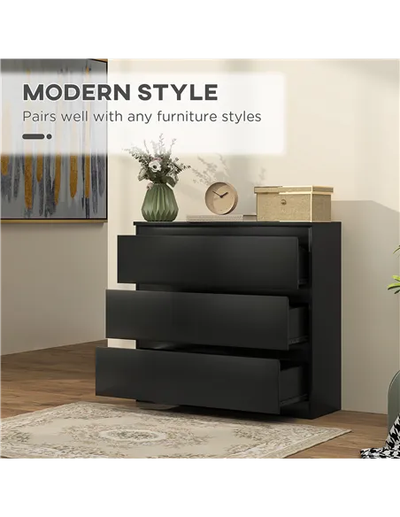 HOMCOM Chest of Three Drawers - Black