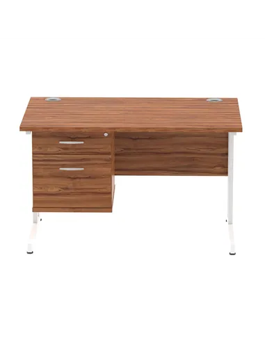 Dynamic Impulse 1200 x 800mm Straight Office Desk Walnut Top Cantilever 1 x 2 Drawer Fixed Pedestal MI001923