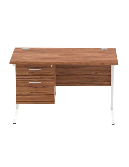 Dynamic Impulse 1200 x 800mm Straight Office Desk Walnut Top Cantilever 1 x 2 Drawer Fixed Pedestal MI001923