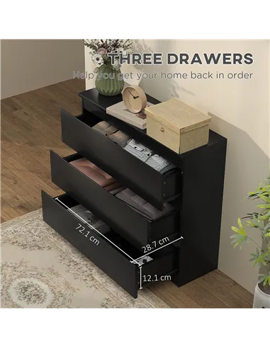 HOMCOM Chest of Three Drawers - Black