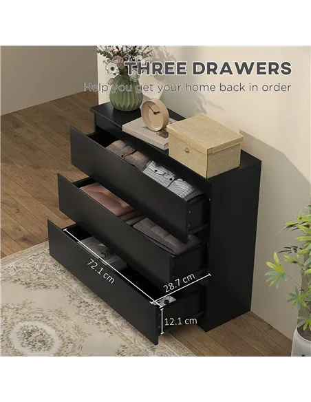 HOMCOM Chest of Three Drawers - Black
