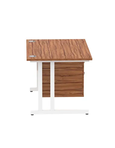 Dynamic Impulse 1200 x 800mm Straight Office Desk Walnut Top Cantilever 1 x 2 Drawer Fixed Pedestal MI001923