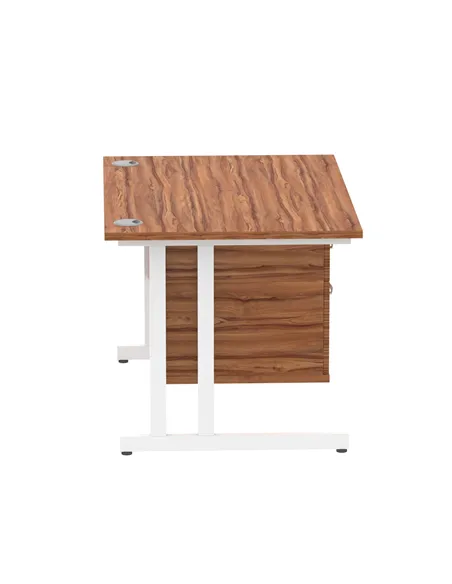 Dynamic Impulse 1200 x 800mm Straight Office Desk Walnut Top Cantilever 1 x 2 Drawer Fixed Pedestal MI001923