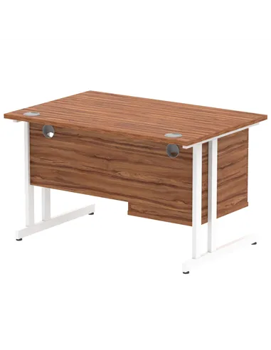 Dynamic Impulse 1200 x 800mm Straight Office Desk Walnut Top Cantilever 1 x 2 Drawer Fixed Pedestal MI001923