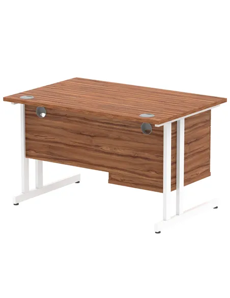 Dynamic Impulse 1200 x 800mm Straight Office Desk Walnut Top Cantilever 1 x 2 Drawer Fixed Pedestal MI001923