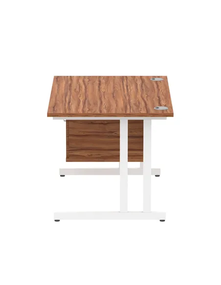 Dynamic Impulse 1200 x 800mm Straight Office Desk Walnut Top Cantilever 1 x 2 Drawer Fixed Pedestal MI001923