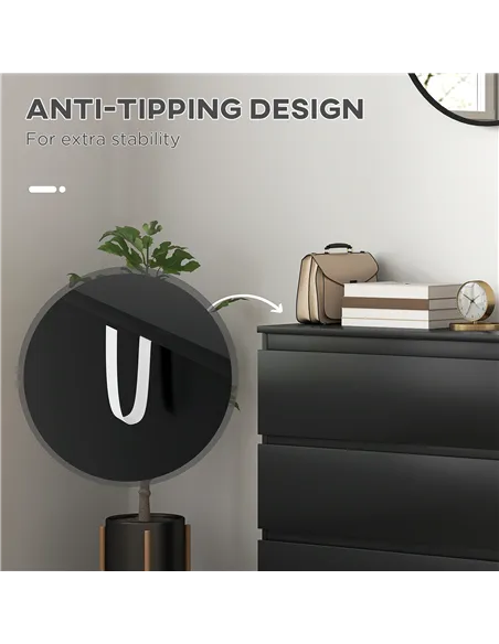 HOMCOM Chest of Three Drawers - Black