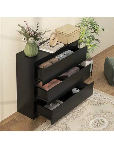 HOMCOM Chest of Three Drawers - Black