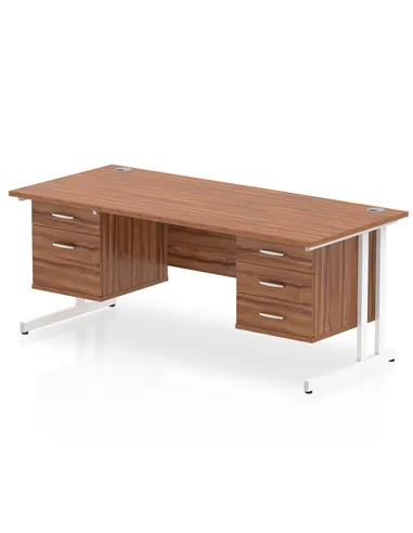 Dynamic Impulse 1800 x 800mm Straight Office Desk Walnut Top Cantilever 1 x 2 Drawer 1 x 3 Drawer Fixed Pedestal MI001958