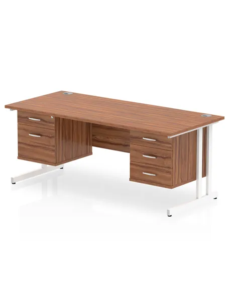 Dynamic Impulse 1800 x 800mm Straight Office Desk Walnut Top Cantilever 1 x 2 Drawer 1 x 3 Drawer Fixed Pedestal MI001958