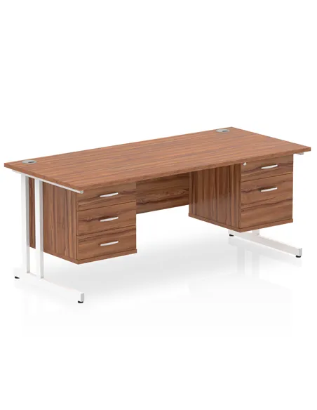 Dynamic Impulse 1800 x 800mm Straight Office Desk Walnut Top Cantilever 1 x 2 Drawer 1 x 3 Drawer Fixed Pedestal MI001958