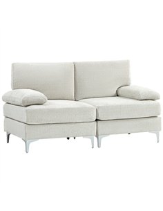HOMCOM 2 Seater Sofa, Modern Fabric Loveseat with Spring Cushion and Metal Legs, Small Couch for Living Room, Bedroom, Home Offi