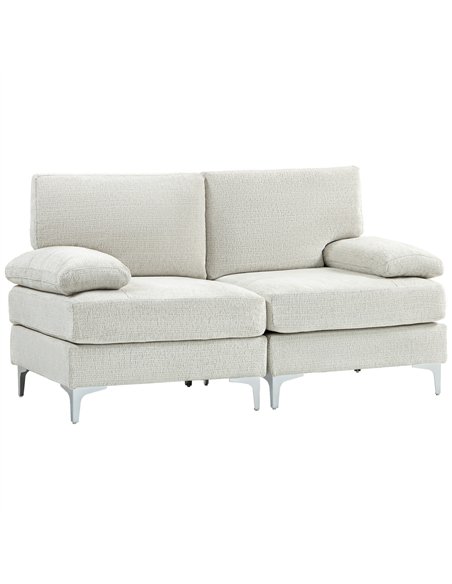 HOMCOM 2 Seater Sofa, Modern Fabric Loveseat with Spring Cushion and Metal Legs, Small Couch for Living Room, Bedroom, Home Offi