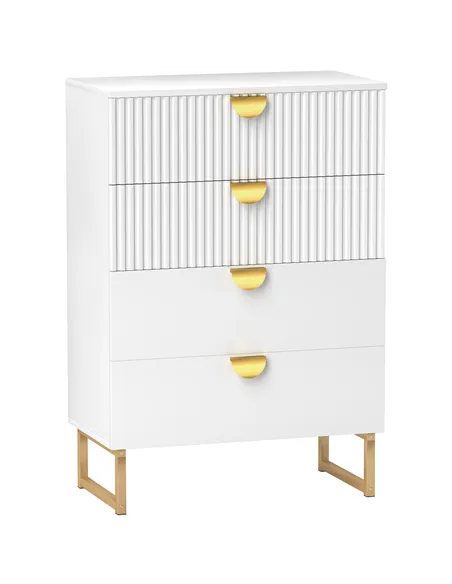 HOMCOM Elegant Chest of Four Drawers - White