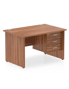 Dynamic Impulse 1200 x 800mm Straight Office Desk Walnut Top Panel End 1 x 3 Drawer Fixed Pedestal MI001973 2
