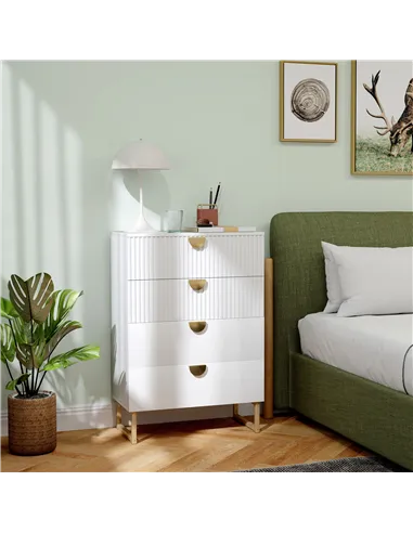 HOMCOM Elegant Chest of Four Drawers - White