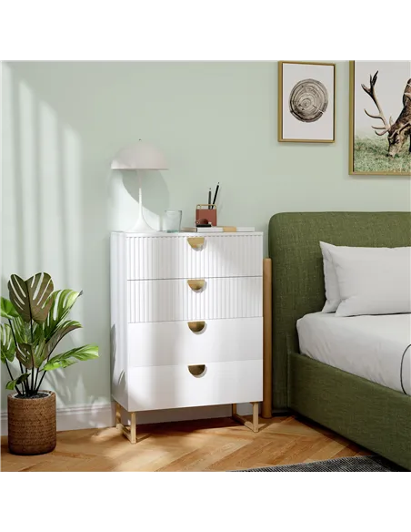 HOMCOM Elegant Chest of Four Drawers - White