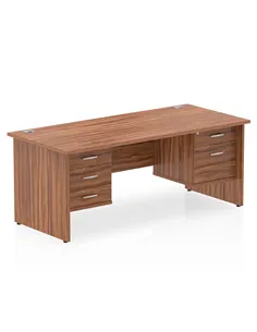 Dynamic Impulse 1600 x 800mm Straight Office Desk Walnut Top Panel End 1 x 2 Drawer 1 x 3 Drawer Fixed Pedestal MI001987 2