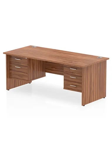Dynamic Impulse 1800 x 800mm Straight Office Desk Walnut Top Panel End 1 x 2 Drawer 1 x 3 Drawer Fixed Pedestal MI001988