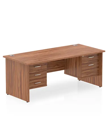 Dynamic Impulse 1800 x 800mm Straight Office Desk Walnut Top Panel End 1 x 2 Drawer 1 x 3 Drawer Fixed Pedestal MI001988