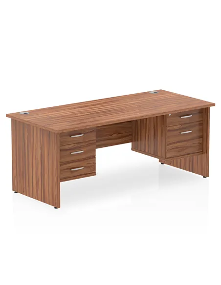 Dynamic Impulse 1800 x 800mm Straight Office Desk Walnut Top Panel End 1 x 2 Drawer 1 x 3 Drawer Fixed Pedestal MI001988