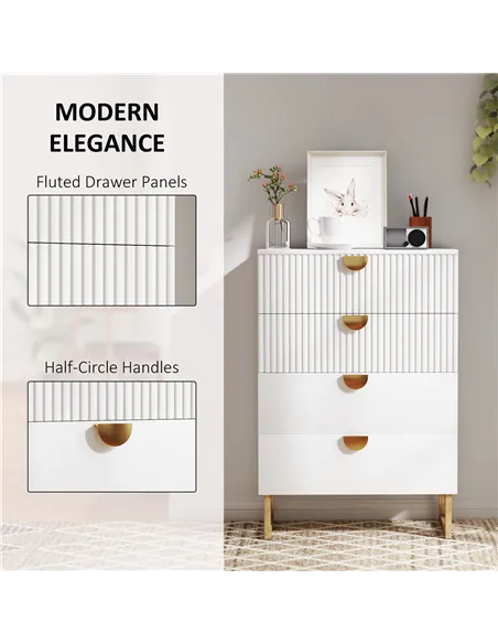 HOMCOM Elegant Chest of Four Drawers - White